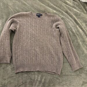 Ralph Lauren Grey 100% Cashmere Cable Knit Sweater L
